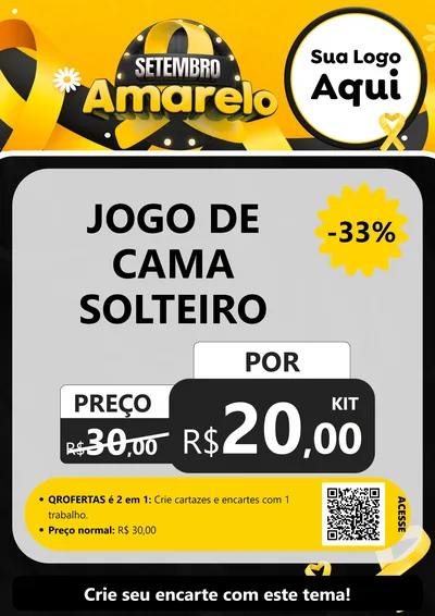 Modelo de Cartaz para Cartaz A4 Vertical com o tema Setembro Amarelo para Cama, Mesa e Banho