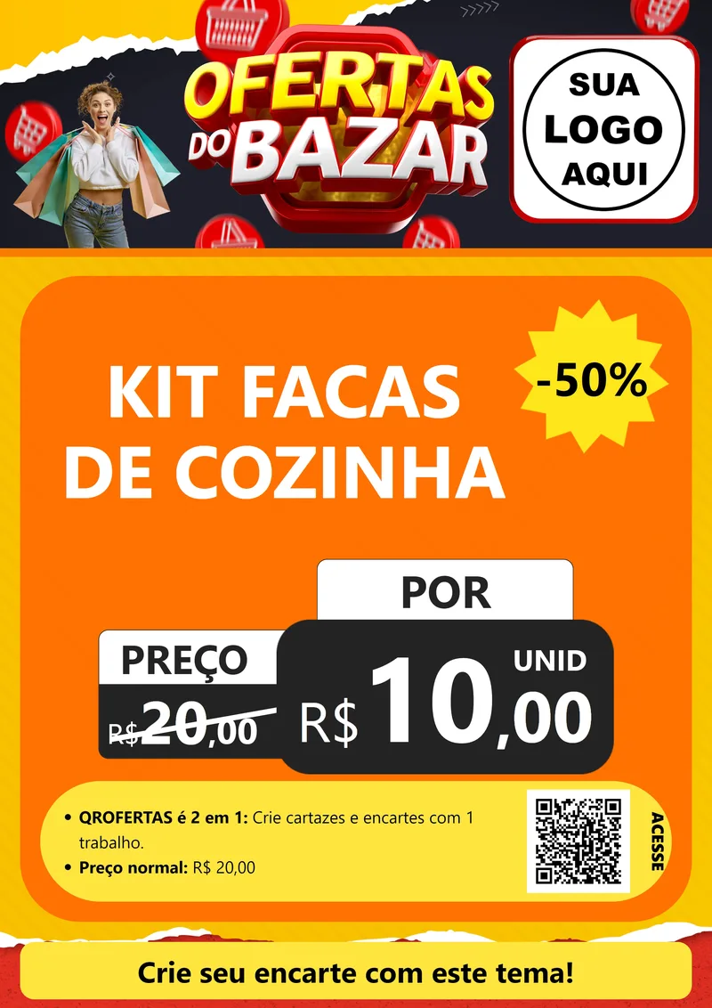 Modelo de Cartaz para Cartaz A4 Vertical com o tema Ofertas do Bazar para Utilidades Domésticas