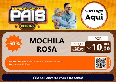Modelo de Cartaz para Cartaz A4 Horizontal com o tema Especial Dia dos Pais para Papelaria