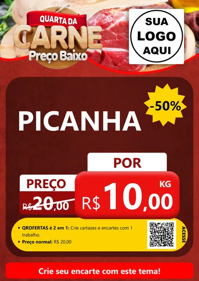 Modelo de Cartaz para Cartaz A4 Vertical com o tema Quarta da Carne para Açougue