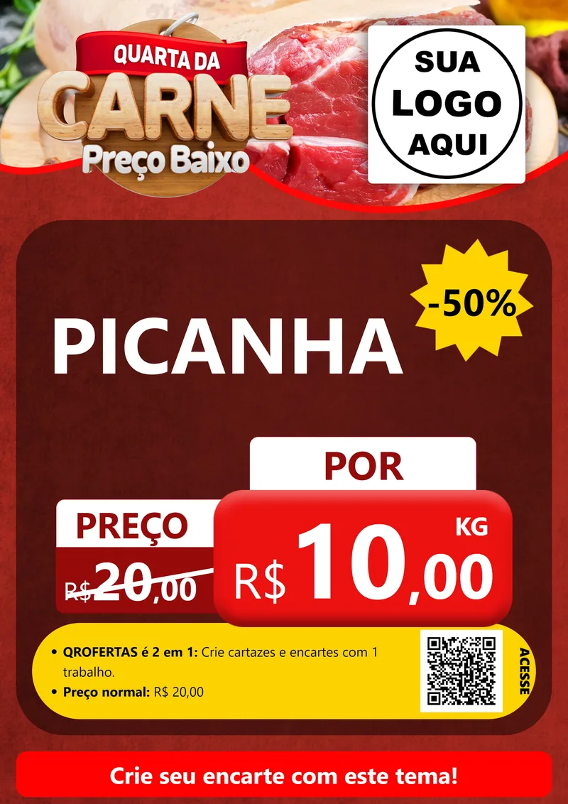Modelo de Cartaz para Cartaz A4 Vertical com o tema Quarta da Carne para Açougue