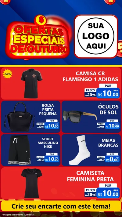 Modelo de TV para TV Vertical com o tema Ofertas Especiais de Outubro para Roupas e acessórios