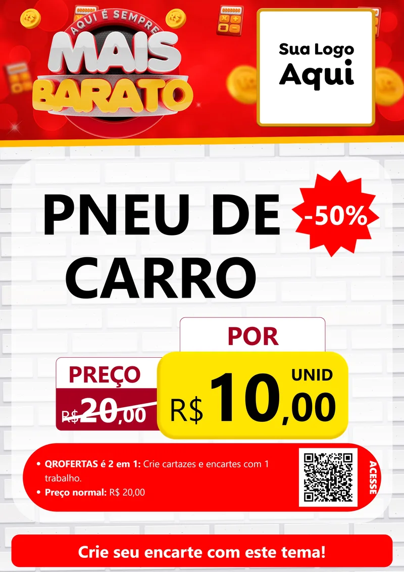 Modelo de Cartaz para Cartaz A4 Vertical com o tema Mais Barato para Auto peças