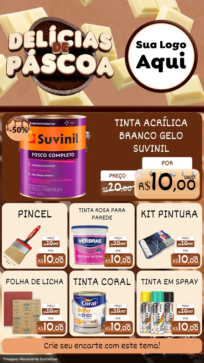 Modelo de Rede Social para Stories com o tema Delícias de Páscoa para Tintas e Ferramentas
