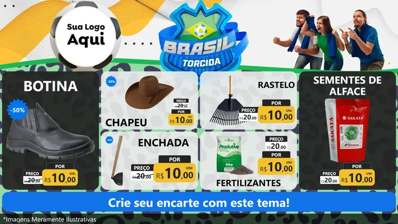 Modelo de TV para TV Horizontal com o tema Brasil Torcida - Copa para Agropecuária