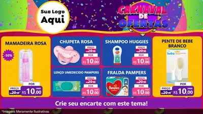 Modelo de TV para TV Horizontal com o tema Carnaval de Ofertas para Bebês
