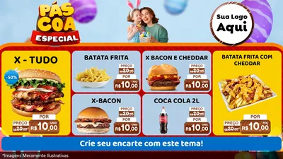 Modelo de TV para TV Horizontal com o tema Páscoa Especial para Hamburgueria
