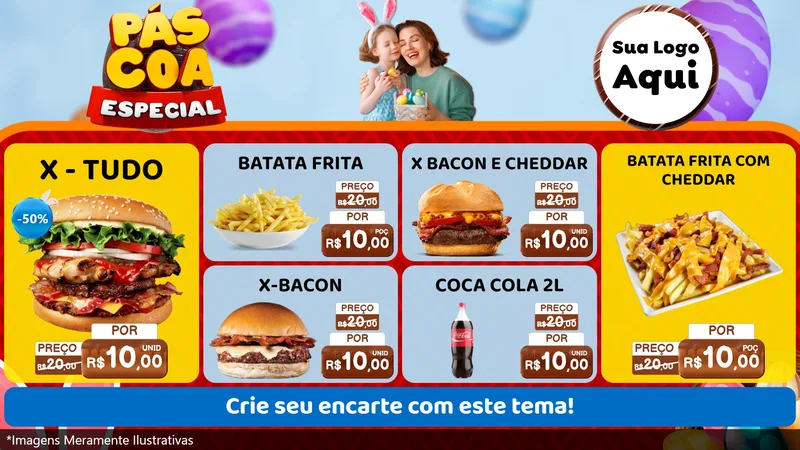 Modelo de TV para TV Horizontal com o tema Páscoa Especial para Hamburgueria