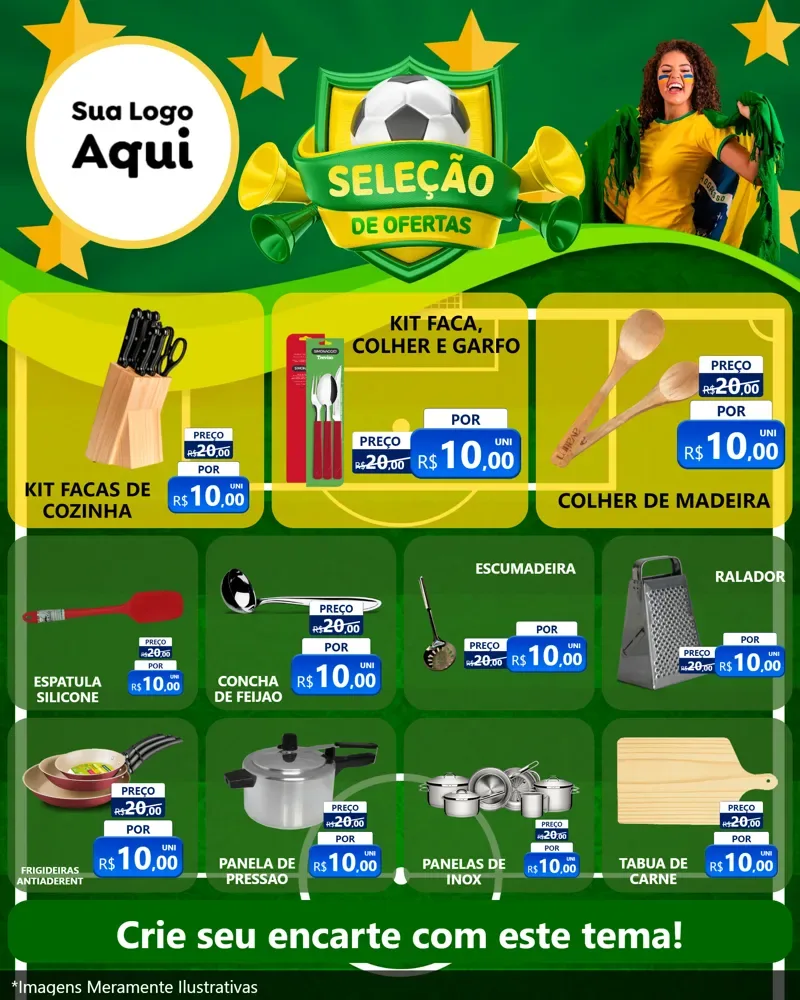 Modelo de Rede Social para Feed Instagram com o tema Seleção de Ofertas - Copa para Utilidades Domésticas