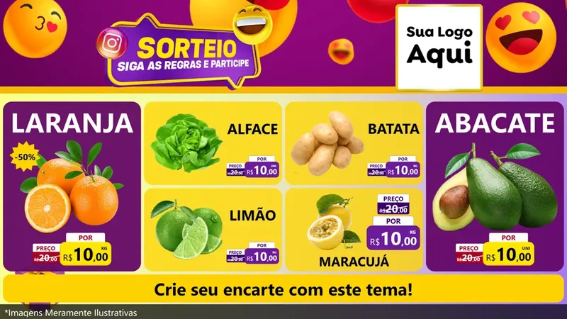 Modelo de TV para TV Horizontal com o tema Sorteio para Hortifrúti