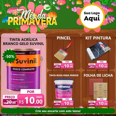 Modelo de Rede Social para Feed Facebook com o tema Mês da Primavera para Tintas e Ferramentas
