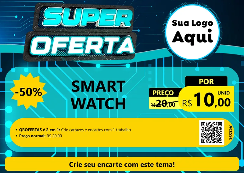 Modelo de Cartaz para Cartaz A4 Horizontal com o tema Super Oferta - Informática para Informática
