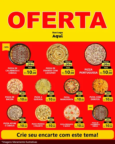 Modelo de Rede Social para Feed Instagram com o tema OFERTA - Vermelho Cartaz para Pizzaria