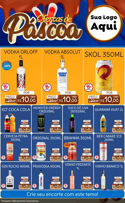 Modelo de Encarte para Encarte Grande com o tema Ofertas de Páscoa para Distribuidora de bebidas