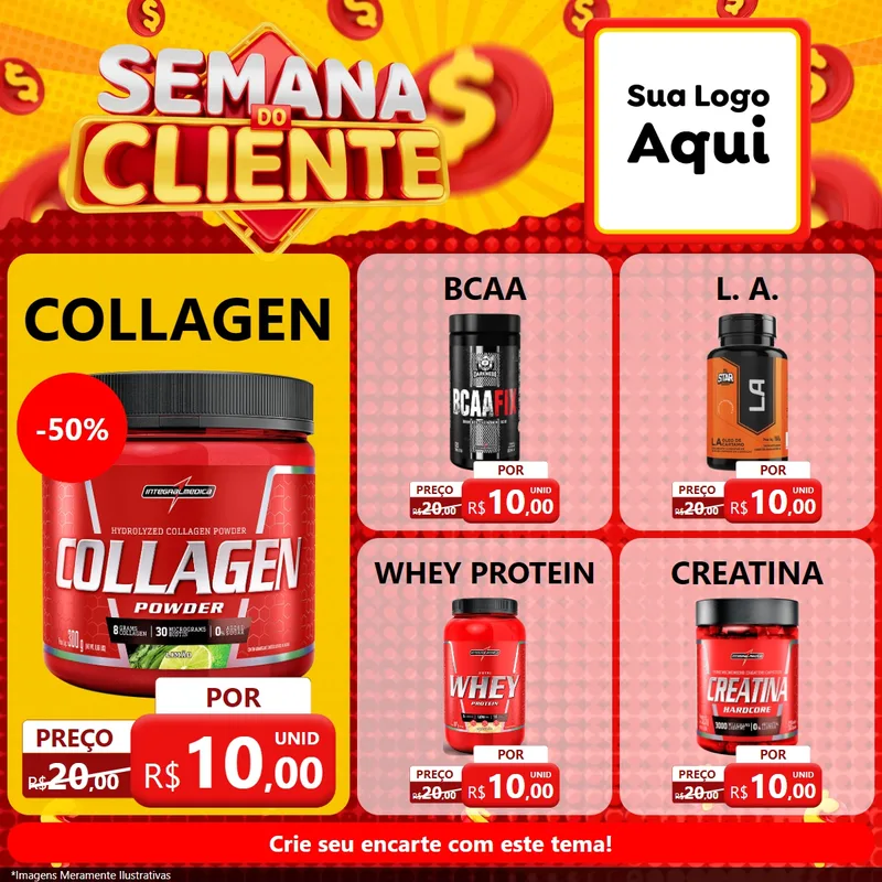 Modelo de Rede Social para Feed Facebook com o tema Semana do Cliente para Suplementos alimentares