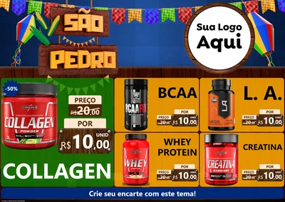 Modelo de Encarte para Encarte A4 Horizontal com o tema São Pedro para Suplementos alimentares