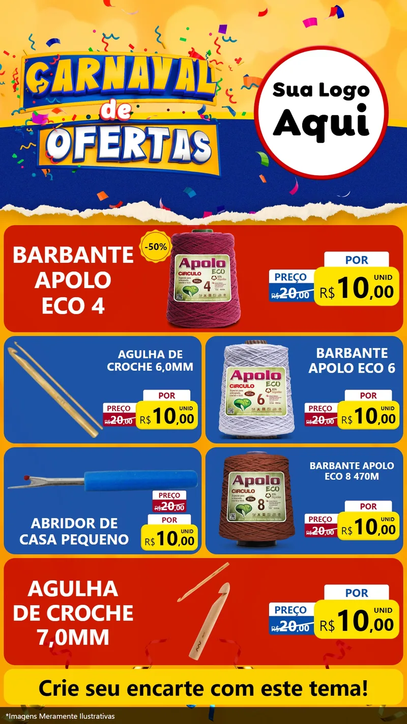 Modelo de TV para TV Vertical com o tema Carnaval de Ofertas para Armarinho e Aviamentos