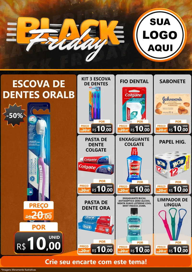 Modelo de Encarte para Encarte A4 Vertical com o tema Black Friday para Higiene Pessoal