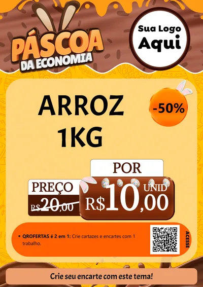 Modelo de Cartaz para Cartaz A4 Vertical com o tema Páscoa da Economia para Supermercado