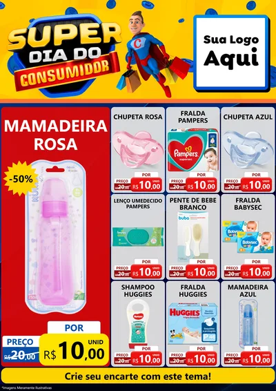 Modelo de Encarte para Encarte A4 Vertical com o tema Super Dia do Consumidor para Bebês