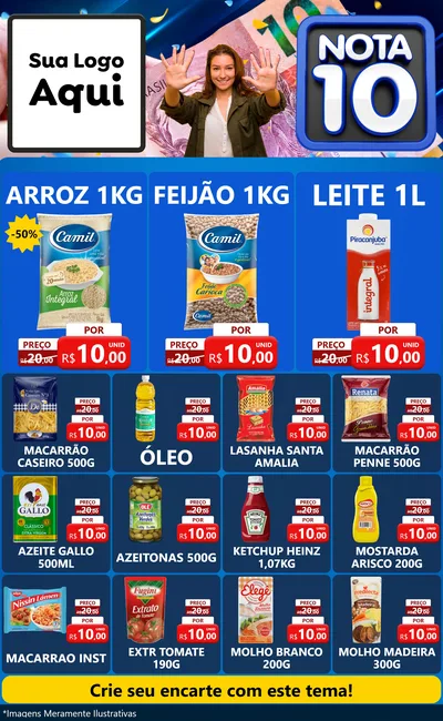 Modelo de Encarte para Encarte Grande com o tema Nota 10 para Supermercado