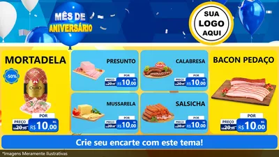 Modelo de TV para TV Horizontal com o tema Mês de Aniversário para Frios e Laticínios