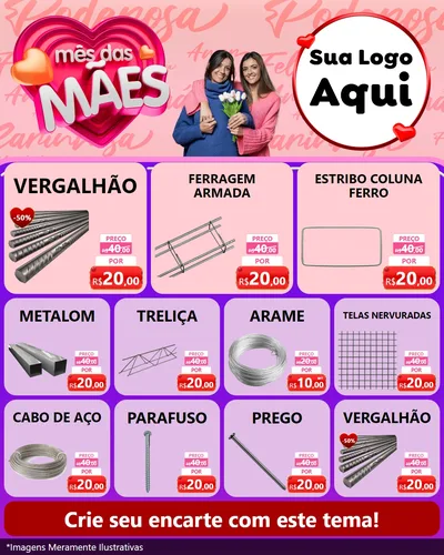 Modelo de Rede Social para Feed Instagram com o tema Mês Das Mães para Ferragens