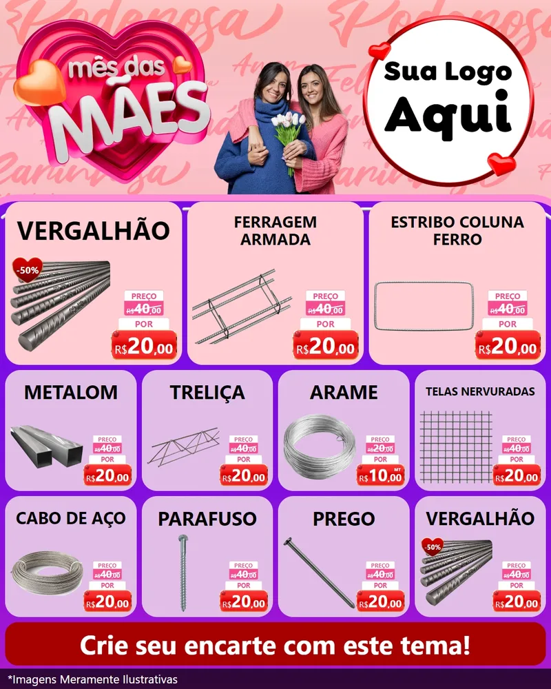 Modelo de Rede Social para Feed Instagram com o tema Mês Das Mães para Ferragens