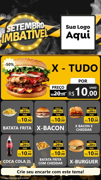 Modelo de Rede Social para Stories com o tema Setembro Imbatível para Hamburgueria