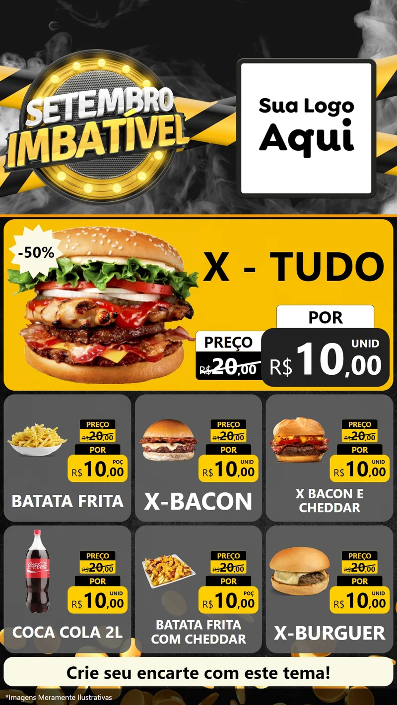 Modelo de Rede Social para Stories com o tema Setembro Imbatível para Hamburgueria