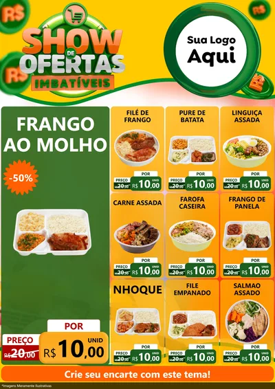 Modelo de Encarte para Encarte A4 Vertical com o tema Show de Ofertas Imbatíveis para Restaurante