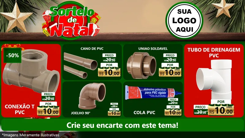 Modelo de TV para TV Horizontal com o tema Sorteio de Natal para Tubos e conexões
