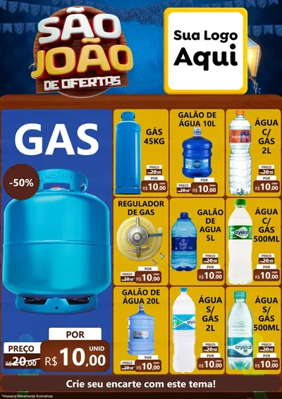 Modelo de Encarte para Encarte A4 Vertical com o tema São João Ofertas Imbatíveis! - Junina para Água e gás
