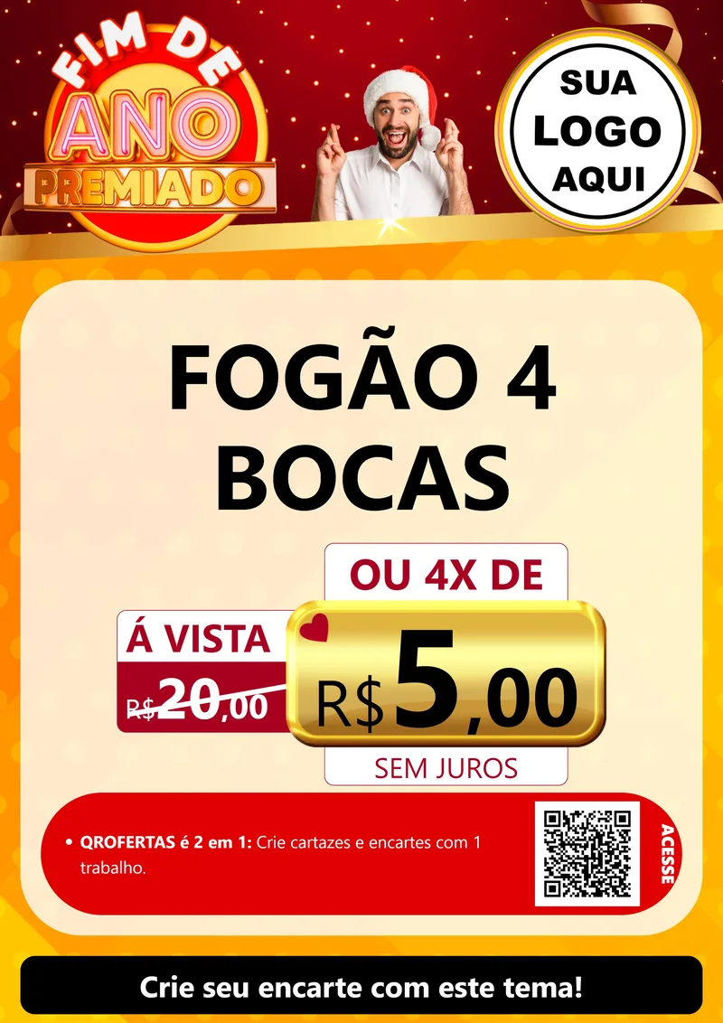 Modelo de Cartaz para Cartaz A4 Vertical com o tema Fim de Ano Premiado para Móveis e Eletro