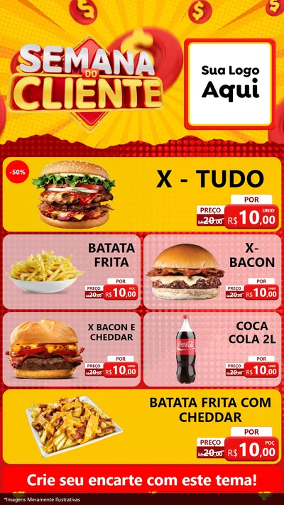 Modelo de TV para TV Vertical com o tema Semana do Cliente para Hamburgueria