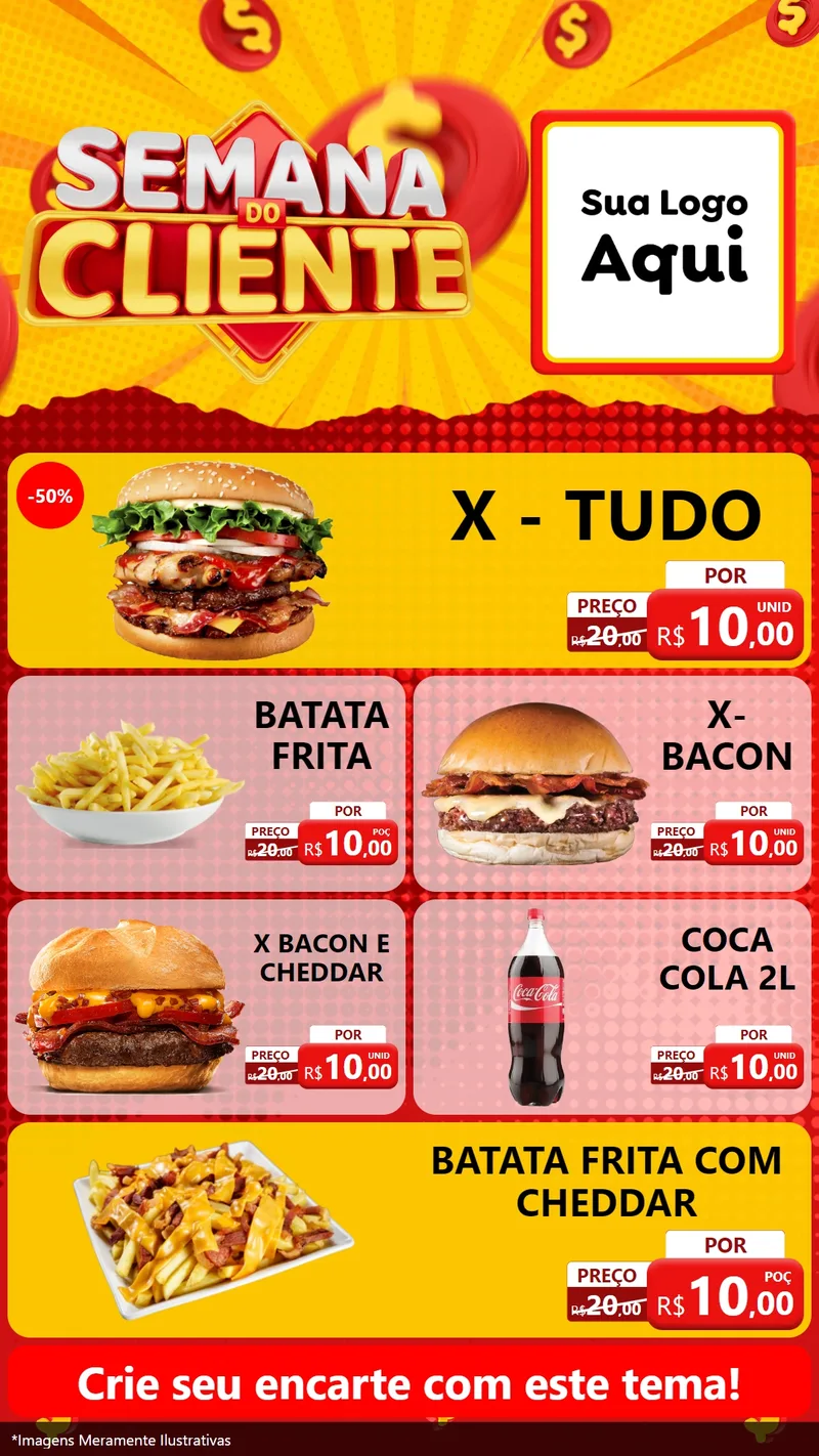 Modelo de TV para TV Vertical com o tema Semana do Cliente para Hamburgueria