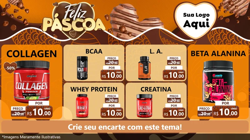 Modelo de TV para TV Horizontal com o tema Feliz Páscoa para Suplementos alimentares
