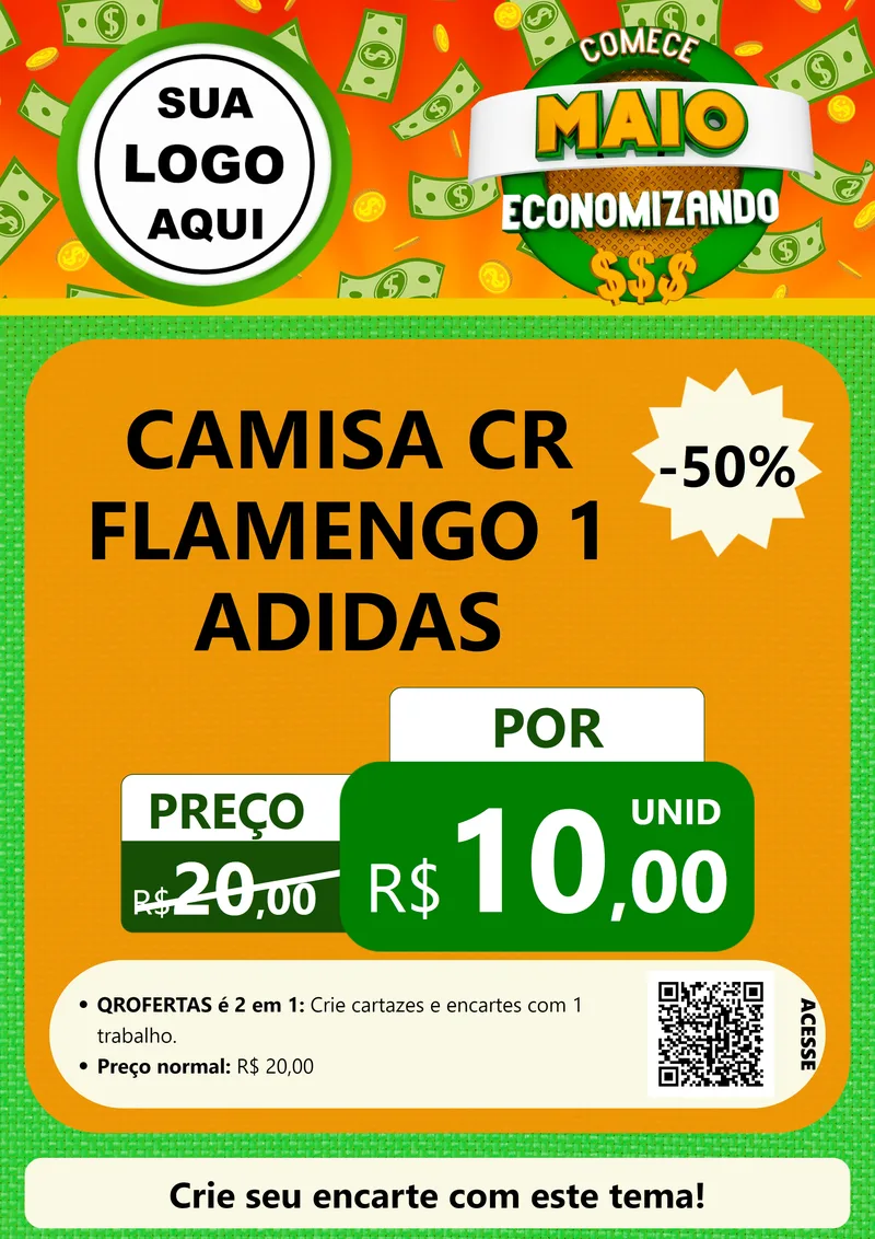 Modelo de Cartaz para Cartaz A4 Vertical com o tema Comece Maio Economizando para Roupas e acessórios