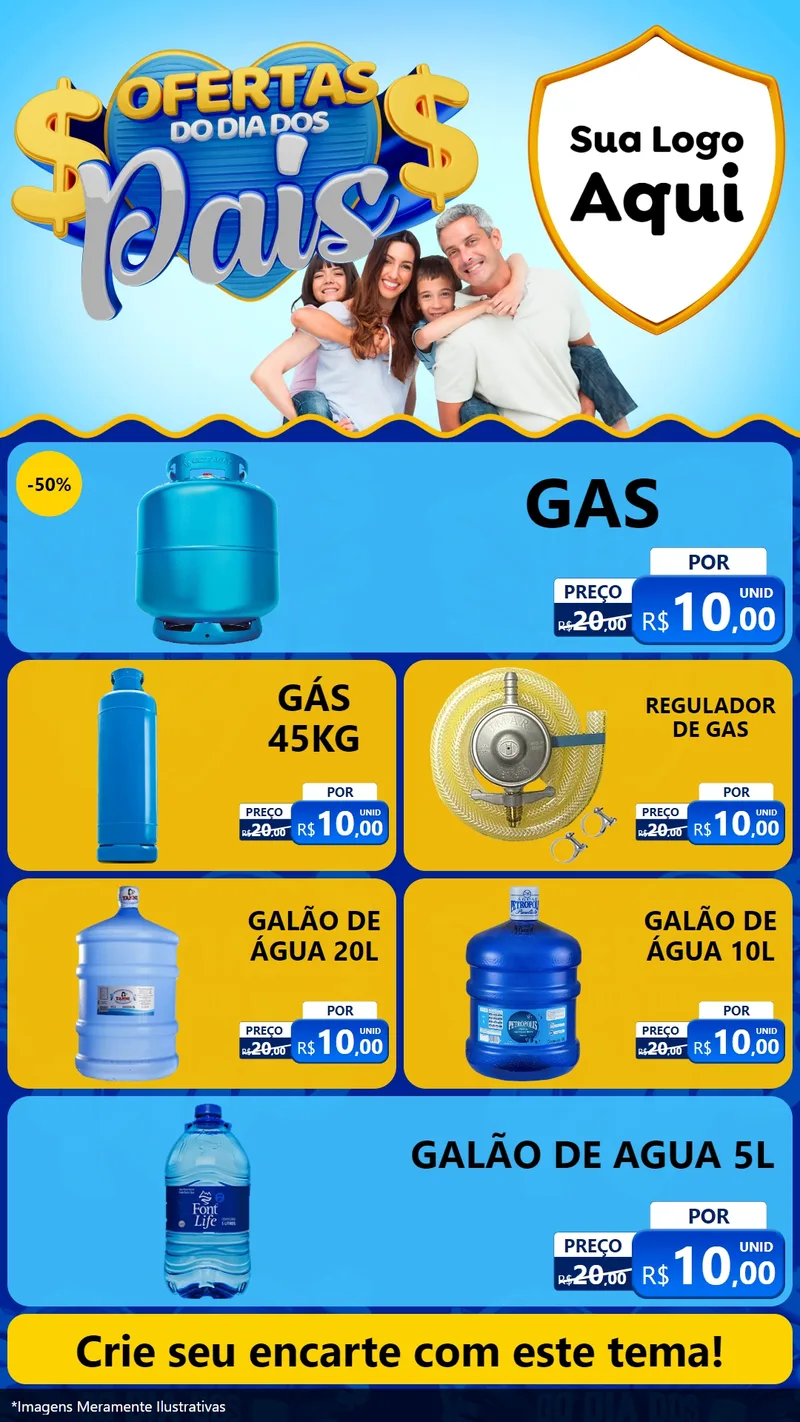 Modelo de TV para TV Vertical com o tema Ofertas do Dia dos Pais para Água e gás