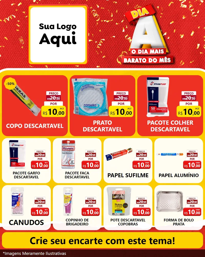 Modelo de Rede Social para Feed Instagram com o tema Dia A o Dia Mais Barato do Mês para Embalagens