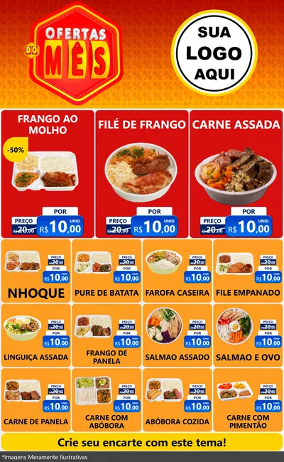 Modelo de Encarte para Encarte Grande com o tema Ofertas do Mês para Restaurante