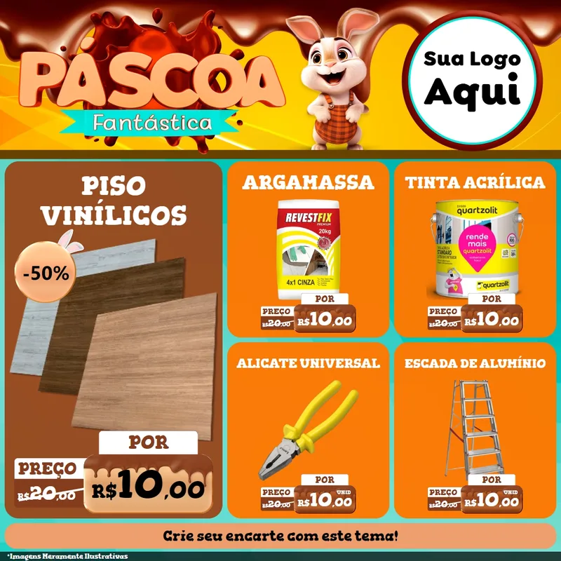 Modelo de Rede Social para Feed Facebook com o tema Páscoa Fantástica para Material para Construção