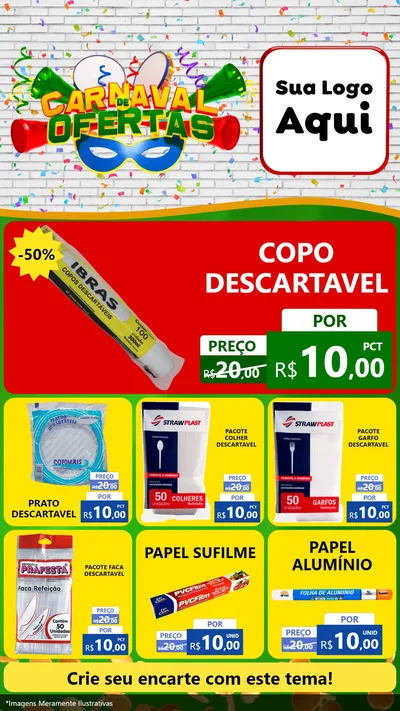 Modelo de Rede Social para Stories com o tema Carnaval de Ofertas para Embalagens