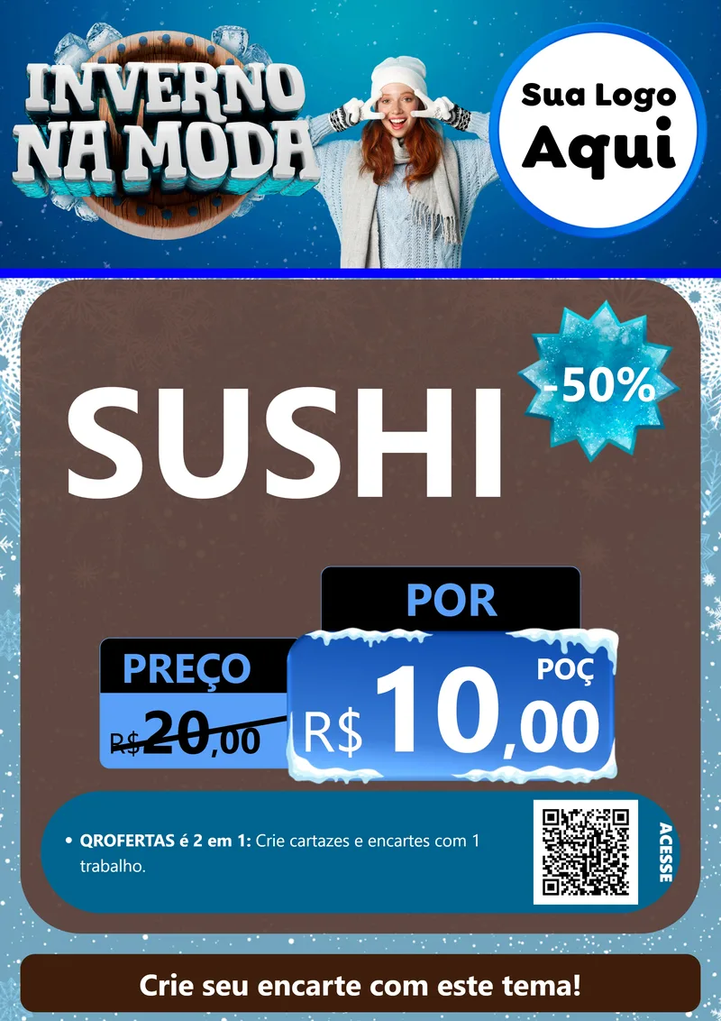 Modelo de Cartaz para Cartaz A4 Vertical com o tema Inverno na Moda para Comida japonesa