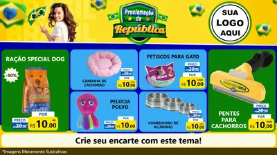 Modelo de TV para TV Horizontal com o tema Proclamação da República para Pet Shop