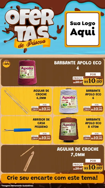 Modelo de TV para TV Vertical com o tema Ofertas de Páscoa para Armarinho e Aviamentos