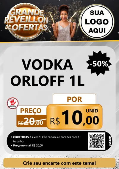 Modelo de Cartaz para Cartaz A4 Vertical com o tema Grande Réveillon de Ofertas para Distribuidora de bebidas