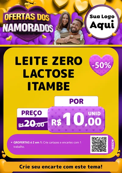 Modelo de Cartaz para Cartaz A4 Vertical com o tema Oferta Dos Namorados para Frios e Laticínios