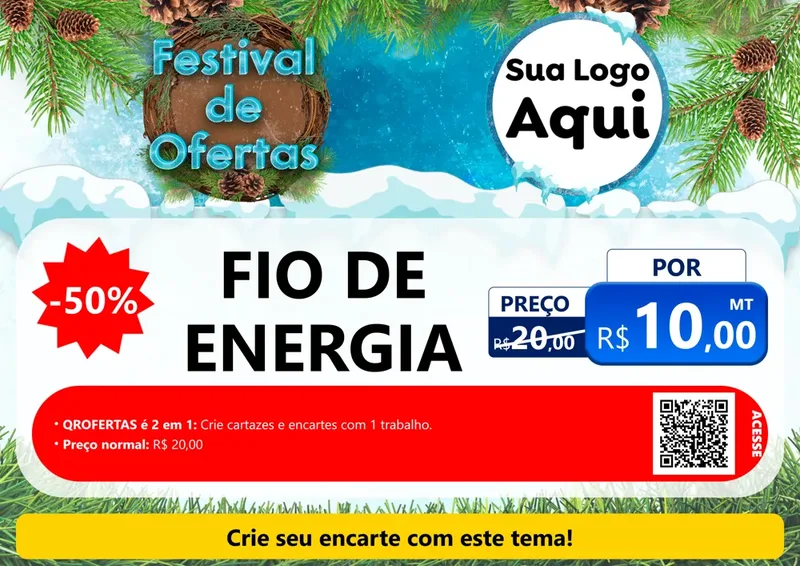 Modelo de Cartaz para Cartaz A4 Horizontal com o tema Festival de Ofertas - Inverno para Materiais Elétricos