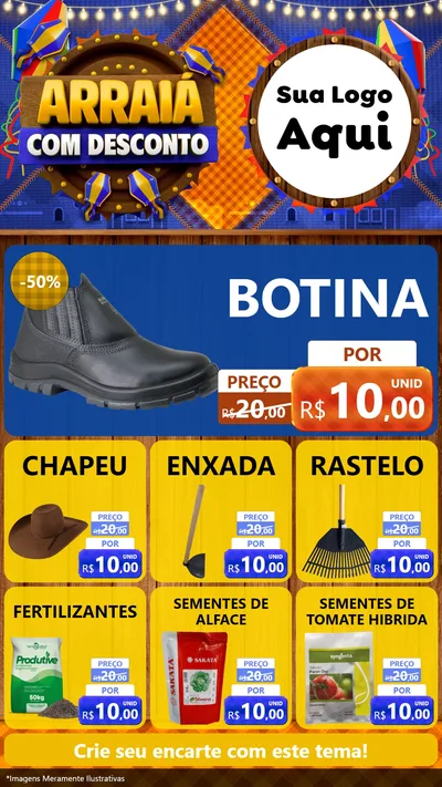 Modelo de Rede Social para Stories com o tema Arraiá Com Desconto para Agropecuária